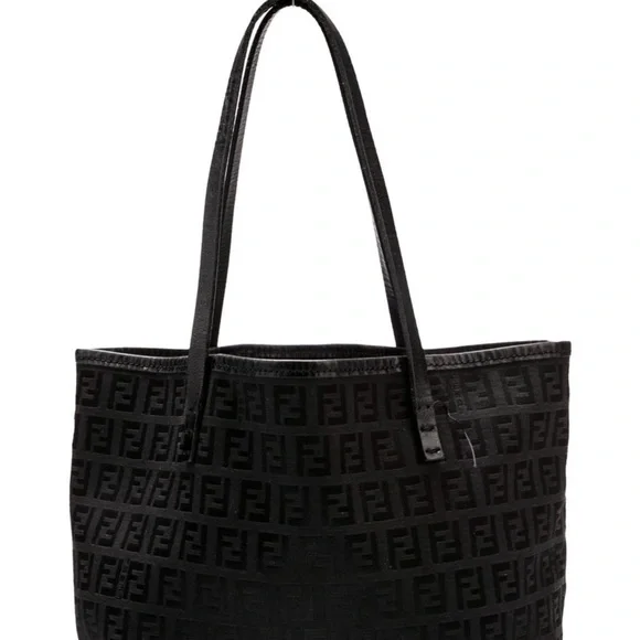 Fendi FF Zucchino Mini Black Monogram Tote